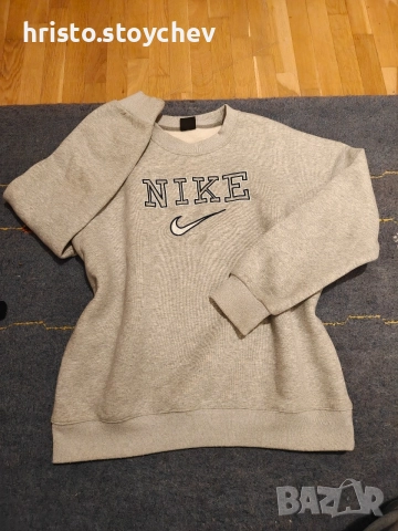 Оригинален винтидж памучен суичър Nike – сив, размер M
