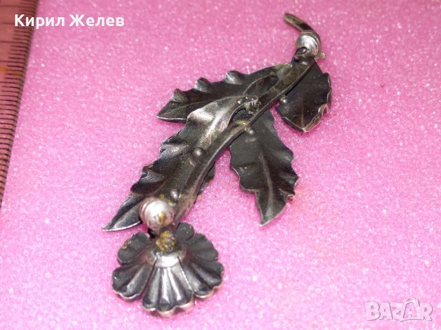 СТАРИННА СРЕБЪРНА БРОШКА ОКСИДИРАНО СРЕБРО с ПЕРЛА и МАРКАЗИТИ / НУЖДАЕ се от НОВА ИГЛА ОТЗАД! 43364, снимка 15 - Антикварни и старинни предмети - 44394049