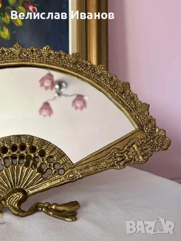 Антикварни бронзови огледала във формата на ветрила стил Наполеон III . Много редки и кресиви., снимка 14 - Антикварни и старинни предмети - 48484719
