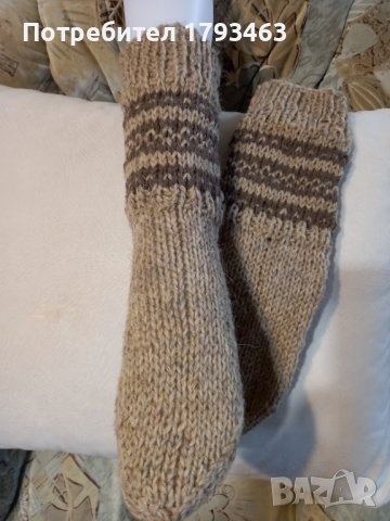 Ръчно плетени мъжки чорапи от вълна, размер 37, снимка 2 - Якета - 42265999