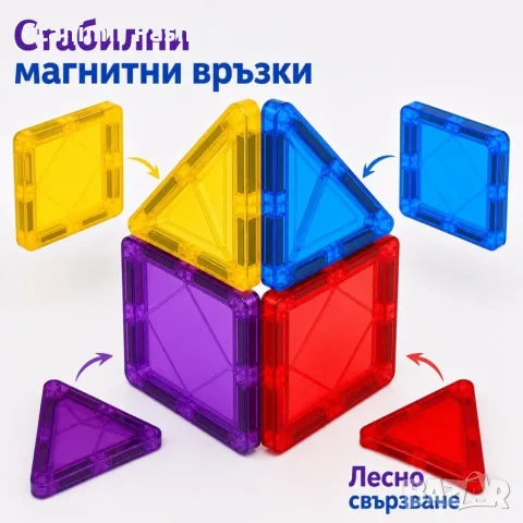 Магнитни 3D блокчета – комплект от 106 части, снимка 6 - Конструктори - 55768871