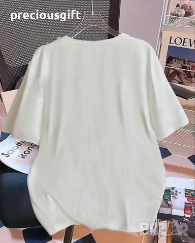 Дамска бяла тениска с перли, снимка 2 - Тениски - 51267627