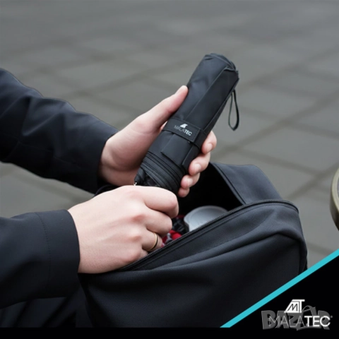 Автоматичен чадър 110 см - голям, сгъваем, ветроустойчив със защитен калъф , снимка 7 - Други стоки за дома - 52846289