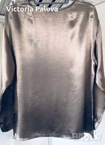 Луксозна блуза LE COMTE satin - елегантен Metallic шик, снимка 13 - Блузи с дълъг ръкав и пуловери - 52430303