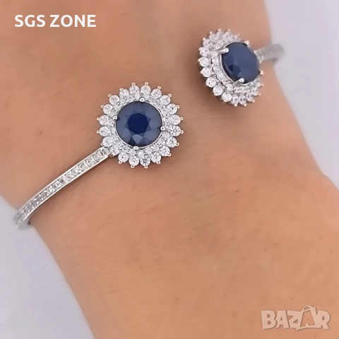 стилна сребърна гривна със сапфир