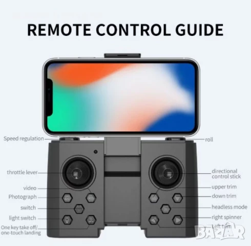Дрон F190 с 4K камера, LED светлини и WiFi – Черен модел с висока маневреност и интелигентни функции, снимка 4 - Дронове и аксесоари - 50581026