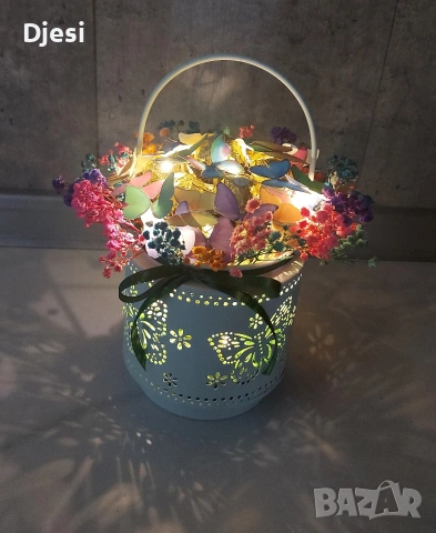 Светещ букет с пеперуди и бонбони, снимка 11 - Декорация за дома - 48609994