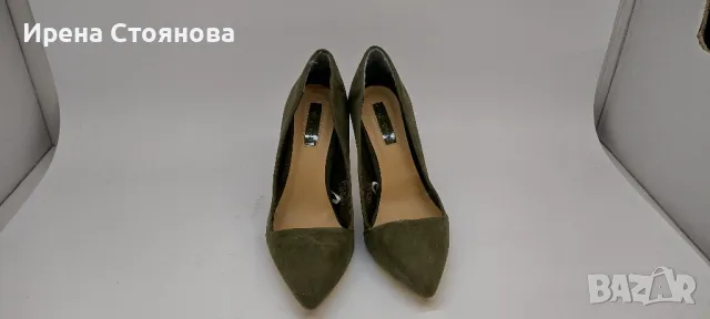 Дамски обувки в маслено зелен цвят на висок ток. Материя велур. Размер 40/41 номер , снимка 3 - Маратонки - 49271041