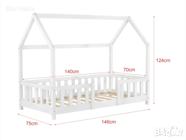 Детско легло с протектор и матрак, снимка 3 - Мебели за детската стая - 53250911