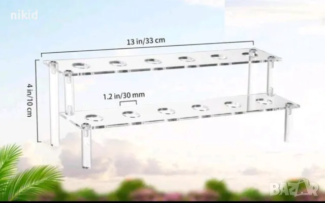 12 дупки правоъгълна прозрачна Пластмасова Акрилна стойка поставка стелаж фунийки сладолед сладоледи, снимка 2 - Други - 48986750