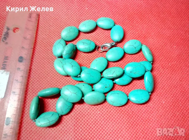 ШАРМАТЕН ТЮРКОАЗЕН РЕТРО АР ДЕКО СТИЛ ГЕРДАН КОЛИЕ 47274, снимка 4 - Колиета, медальони, синджири - 47309092