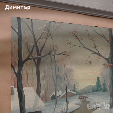 Живопис Картина в рамка зимен пейзаж , снимка 2 - Картини - 52720360