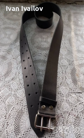 МАСИВЕН Черен колан (5 см) – ЕСТЕСТВЕНА КОЖА – Двойна катарама