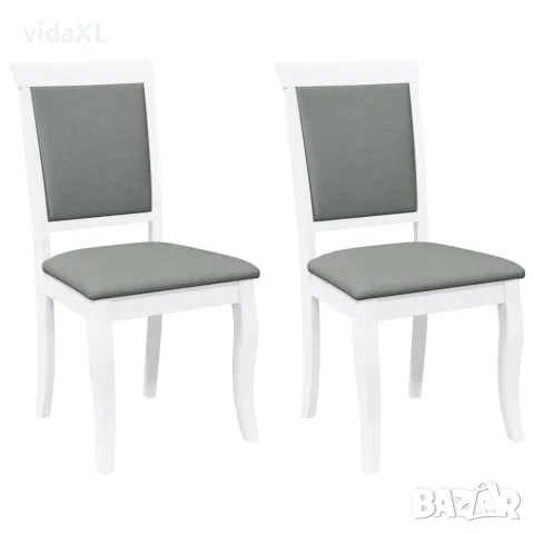 vidaXL Трапезни столове с възглавници 2 бр Бяла масивна дървесина гума