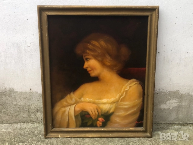 стара българска картина - худ. Азов - 1983г., снимка 4 - Антикварни и старинни предмети - 52508783