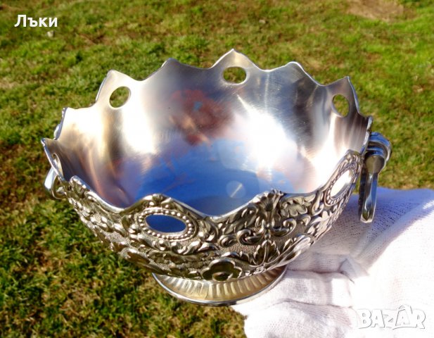 Английска посребрена фруктиера,бонбониера,маркирана. , снимка 5 - Антикварни и старинни предмети - 32045296