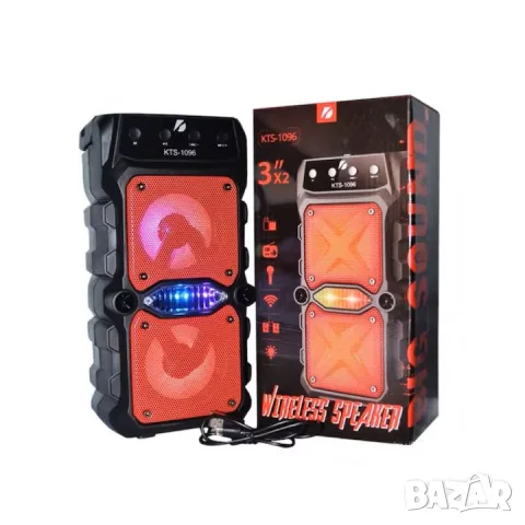 Bluetooth парти тонколона 1TECH KTS-1096, 2x5W, 2x3", FM, USB, MicroSD, RGB, караоке, снимка 2 - Bluetooth тонколони - 56314533