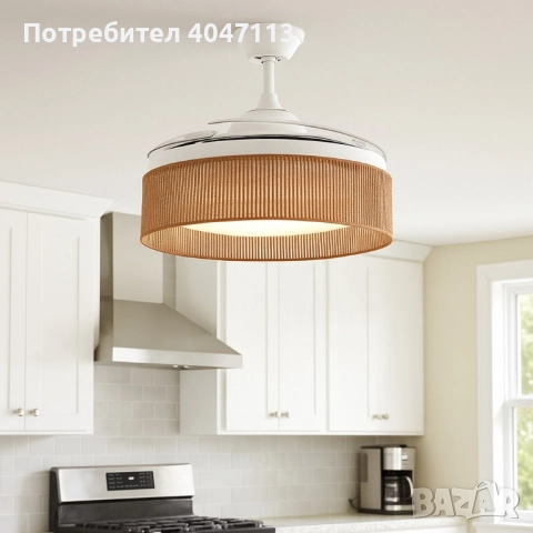 Brizy Bright Rattan – Вентилатор за таван с лампа и функция лято/зима, снимка 2 - Други стоки за дома - 51449259