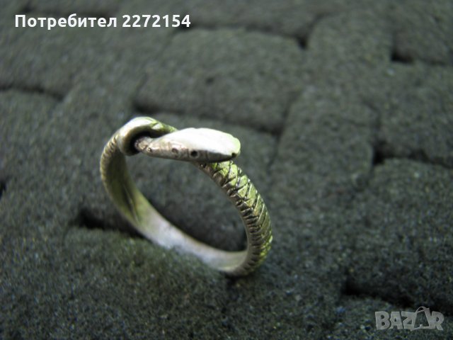 Сребърен пръстен змия, снимка 2 - Пръстени - 35558172
