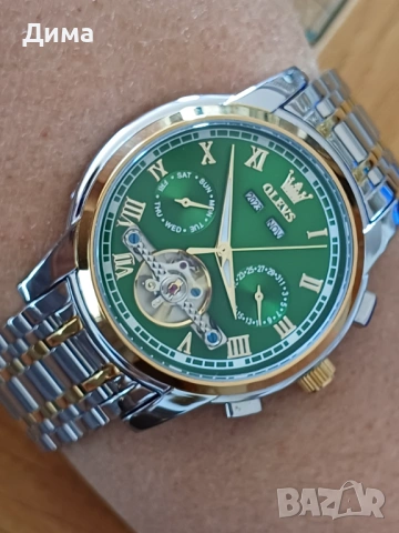 Olevs Автоматик, Дисплей Скелетон, HD Светещ, 3 ATM, Прозрачен гръб, Мултифункционален, Календар