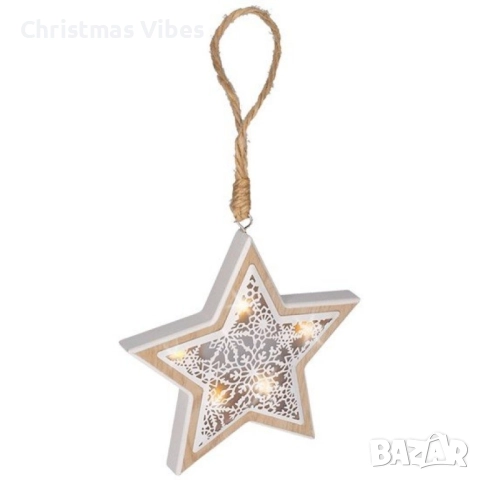 Светеща дървена фигурка, играчка за елха. Три варианта, снимка 2 - Декорация за дома - 52105470