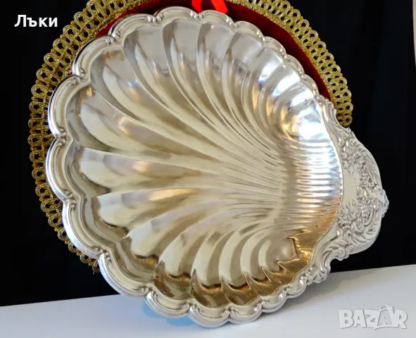 Посребрен съд за сервиране перлена мида,барок.