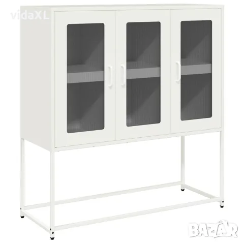 vidaXL Бюфет, бял, 100,5x39x107 см, студеновалцувана стомана