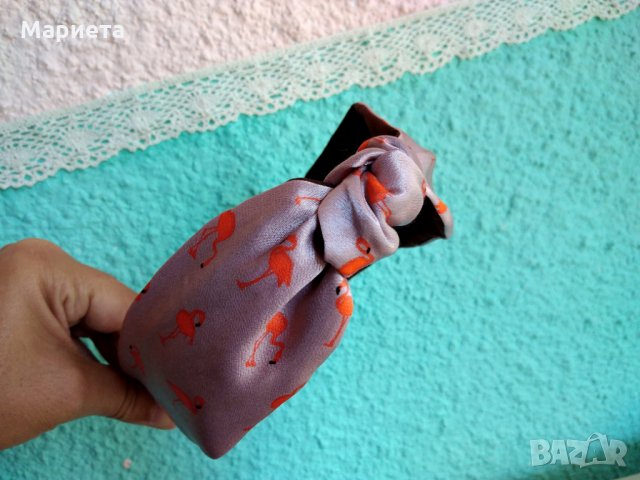 ❤️Диадема с фламинго Диадема от плат Ръчна Изработка Диадема с възел в розово , снимка 9 - Аксесоари за коса - 29601631