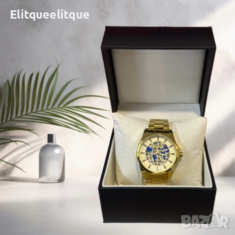 Луксозни златисти мъжки часовници с римски цифри, снимка 3 - Мъжки - 52278710