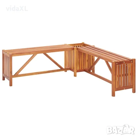 vidaXL Градинска ъглова пейка с плантер, 117x117x40 cм, акация масив, снимка 1 - Градински мебели, декорация  - 56147639