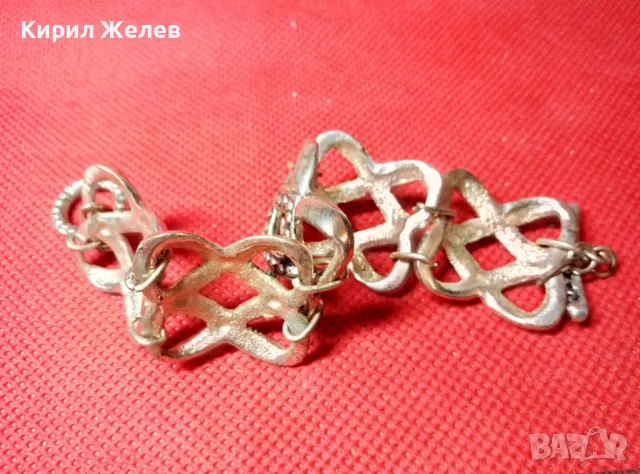 СТИЛНА ПОЗЛАТЕНА АЖУРНА ВИНТИДЖ ГРИВНА с ПОСРЕБРЕНА ОРНАМЕНТИКА 47402, снимка 3 - Гривни - 47297711