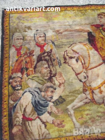 19 век Октивиан Август Стенен Вълнен Килим,Гоблен рядък, снимка 3 - Антикварни и старинни предмети - 31833814