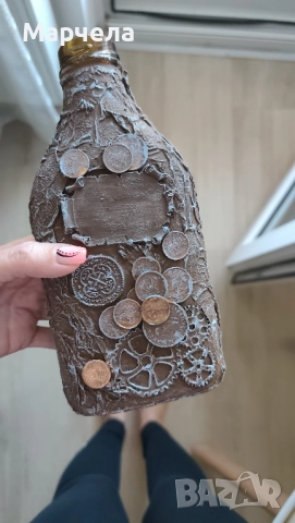 декоративна бутилка с монети , снимка 5 - Декорация за дома - 51948402