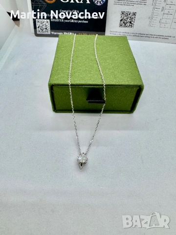 Сребърно колие с мойсанит (Диамант) 1 карат, снимка 5 - Колиета, медальони, синджири - 53331638