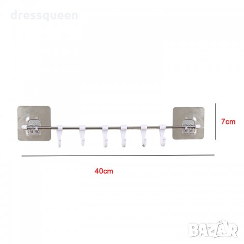 2658 Закачалка за кухненски прибори с 6 куки самозалепваща се, снимка 2 - Аксесоари за кухня - 30530196
