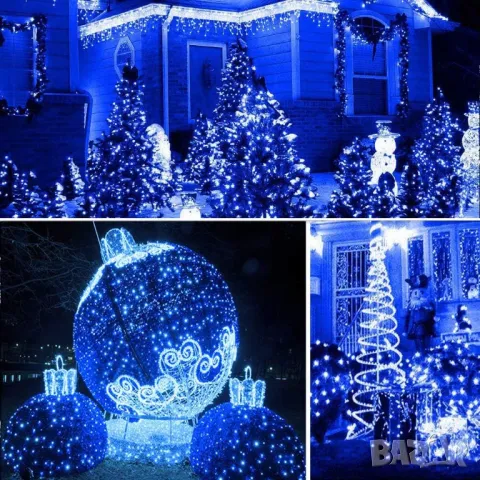 Соларни LED Светлини, Син Oreunik - 2бр х 12м Водоустойчиви Гирлянди за Градина и Двор!, снимка 3 - Лед осветление - 48159848