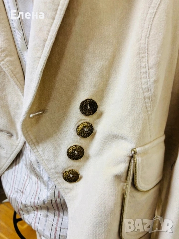 Бяло кадифено сако със златисто, снимка 3 - Сака - 54022729