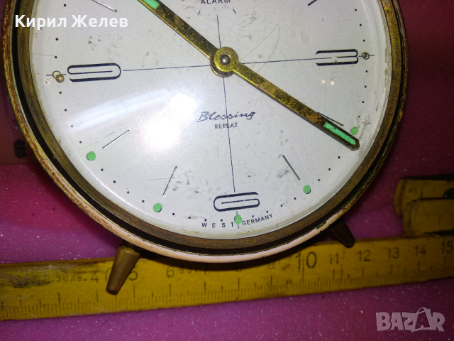 BLESSING REPEAT ALARM WEST GERMANY Стар РЯДЪК МОДЕЛ КОЛЕКЦИОНЕРСКИ МЕХАНИЧЕН НЕМСКИ БУДИЛНИК 26470, снимка 9 - Антикварни и старинни предмети - 44549441