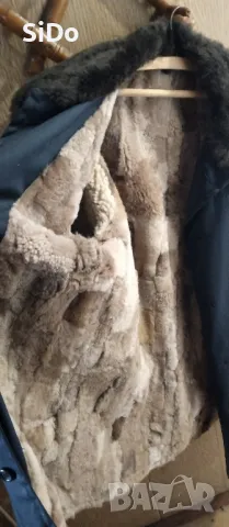 HOBA Синя шуба с кожа отвътре размер 52, снимка 18 - Други - 49893318