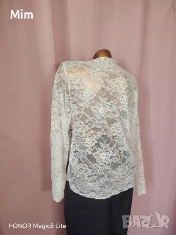 XL Черен сатенен панталон, 2/3XL Бяла дантелена блуза, 2XL дантелена блуза в екрю, снимка 5 - Блузи с дълъг ръкав и пуловери - 56170976