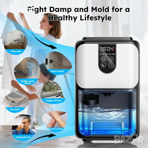 Нов малък влагоуловител SnowCatTech Влагоабсорбатор за дома, електрически влагоабсорбатор 1800 мл..., снимка 6 - Абсорбатори - 52642037