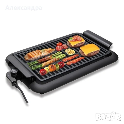 Електрическа настолна скара 1200W без дим – Преносимо барбекю за балкон и градина, 38x25 см, снимка 6 - Скари - 53901786