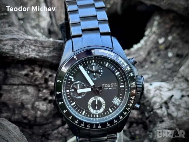 Fossil Decker Chronograph – Черен стоманен мъжки часовник