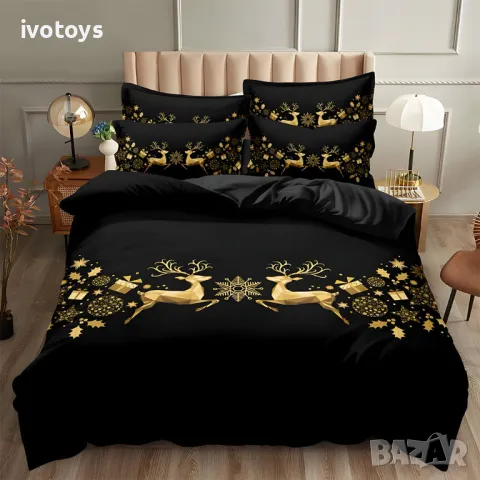 Двулицев коледен спален комплект (Реално изображение), 6 части - Модел WS17206