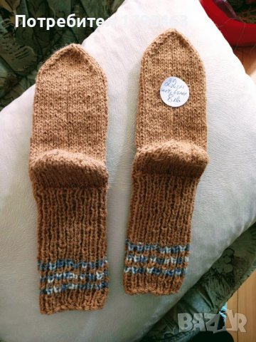 Ръчно плетени детски чорапи от вълна, дължина на ходилото 22 см., снимка 1