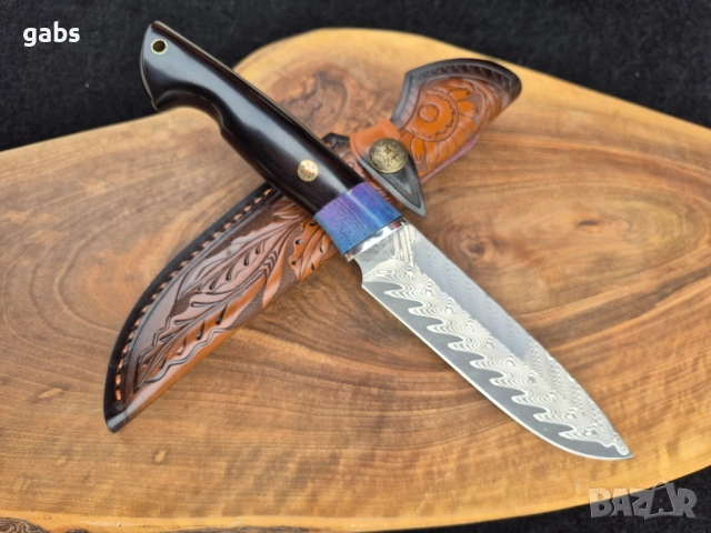 Ловен нож дамаска стомана LN423, снимка 2 - Ножове - 52325007