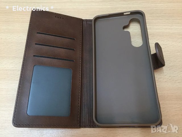 Стилен кожен кейс за Samsung Galaxy S24FE, снимка 4 - Калъфи, кейсове - 48739233