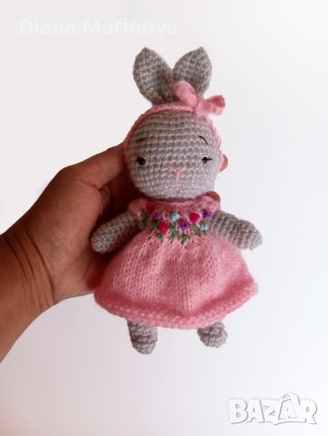 Детска играчка зайче, играчка ръчна изработка, плетени играчки, подарък за момиче, снимка 2 - Плюшени играчки - 38908840