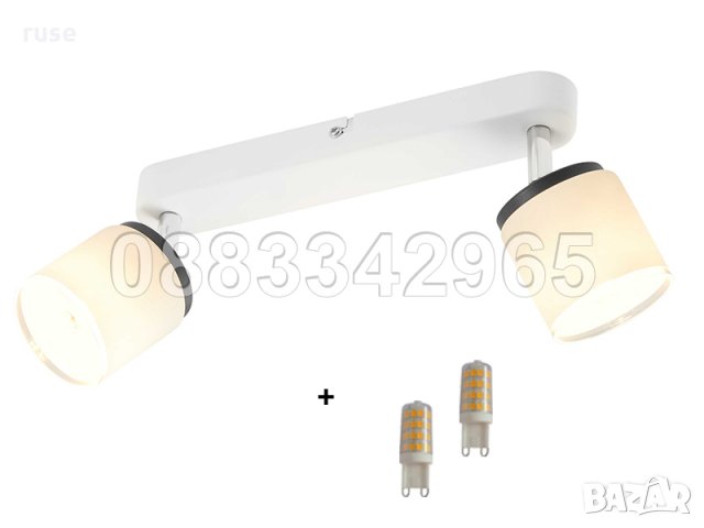 НОВИ! Осветително тяло с 2 въртящи спота и 2 броя LED крушки G9 мат, снимка 4 - Лампи за таван - 32012625