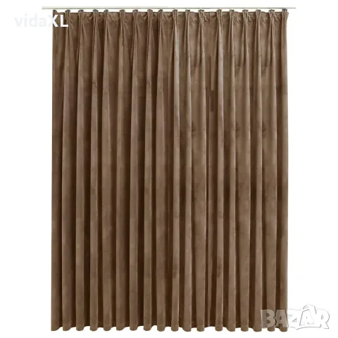 vidaXL Затъмняваща завеса с куки, кадифе, бежова, 290x245 см（SKU: 134511）